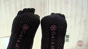 Toe Socks Drive Her Wild in Bedroom Fetish Play. Feet and Jeans Add to the Heat.