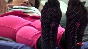 Toe Socks Drive Her Wild in Bedroom Fetish Play. Feet and Jeans Add to the Heat.
