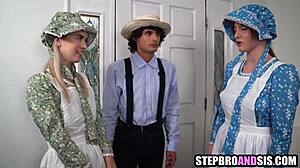 Amish Step Sisters Threesome Fuck