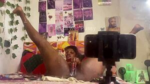 I played alone with my pussy, fingering and using toys while bent over, watching in the mirror.