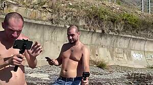 I saw four guys feed a girl their cocks on the beach