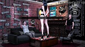 Monica rubs monster cock in bar