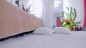 Curvy milf teases with upskirt views of her hairy beaver in red dress.