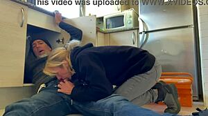 Mature Blonde Wife Receives Assistance from Plumber in the Kitchen