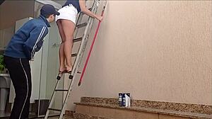 married woman seduces and fucks painter hired by husband in homemade scene