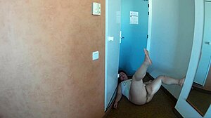 i'm playing with her fat nipples and eating that woman's pussy in the hotel room