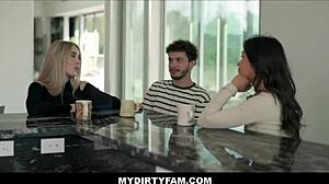 blonde stepmom films her stepson with his latina girlfriend