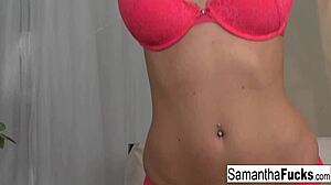 Samantha Saint flaunts big tits and ass in solo show