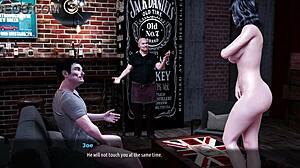 Monica rubs monster cock in bar