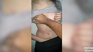 Teen 18+ swallows cum on building stairs in public pov