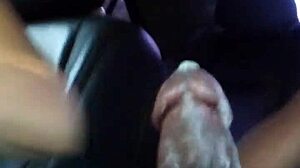 young woman specifically performs a detailed act of swallowing two large amounts of cum straight into her mouth