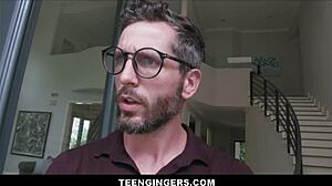 petite teen 18+ redhead slut alexa nova fucks two boys in pov interracial group with big cocks while studying