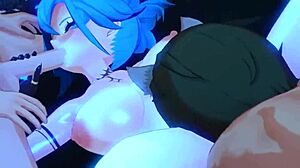 I’m obsessed with Arlecchino in this wild anime hentai scene. Can’t stop watching her moves!