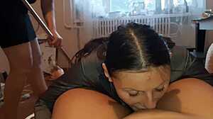 My Girlfriend Gave Me Cunnilingus While Cleaner Washed Floor - Pure Lesbian Bliss