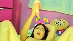 She loves sucking it just right, expressing her delight.