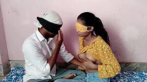 Brother bangs stepsister hard while family is in another room. Shaved pussy takes deep thrusts.