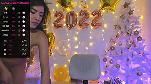 Wet Brunette Cunt Squirts Live on New Year's Eve