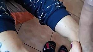 Teresa's Armpit Blowjob Leads To Foot Cum