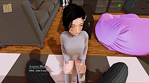 Curvy big tits anime girl in harem hotel game