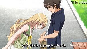 Hentai couple bangs with toys in public dress