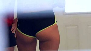 hot wife armani black does workout and flirts with gym trainer