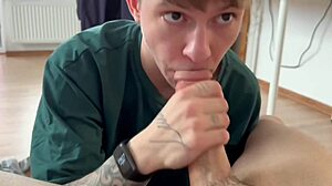 gave stepbrother deep blowjob with cum licking contrast