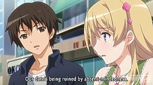 Hentai couple bangs with toys in public dress