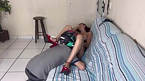 husband asks wife to greet the delivery guy in just panties, leading to cum on her ass in this anime fetish