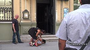 Hungarian slave naked in public first time