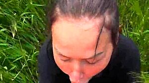 Deep Throating Pov Blowjob In A Field Big Tits Tattoo Nature Public