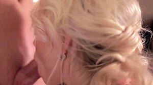 real blowjob blonde milf gags on handjob sucking