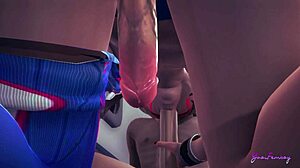 Overwatch Yaoi Femboy D.Va Handjob And Blowjob