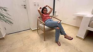 i love my lesbian boss giving orders in her living room while husband is away