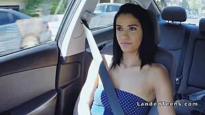 Busty teen 18+ beauty gives blowjob and fucks stranger's cock in POV.