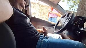 Risky Masturbation For Hot Girl Watching From Bus Stop!