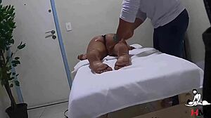 nympho cums during massage then fucks masseur on hidden cam