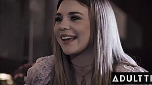 Big Tit Blonde Gabbie Carter Lets Horny Couple Tag-Team Her!