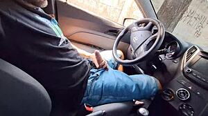 Risky Masturbation For Hot Girl Watching From Bus Stop!