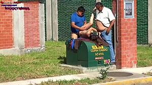 Danna Hot Begs For Cock From Two Fat Guys And Gets Fucked In The Street!