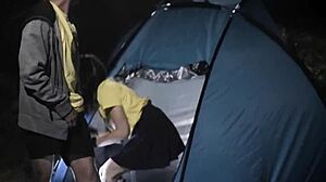 Petite nymphomaniac teen slurps a dirty guy's big cock in wild outdoor action. What a shocking twist!