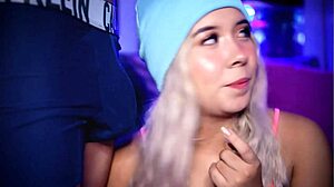 Blonde Coed Teases Boyfriend's Cock Over Shorts