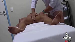 nympho cums during massage then fucks masseur on hidden cam
