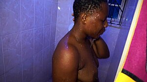 taking a shower in bathroom before dinner