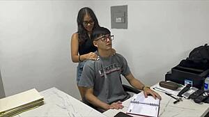 stepsister job interview in office