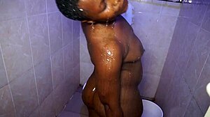 taking a shower in bathroom before dinner