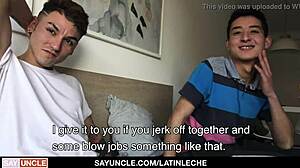 latino hunk with tattoos tops big dick boy in first time homemade group.