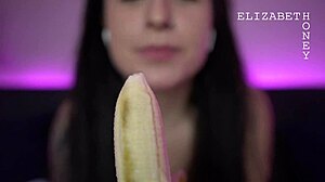Milf Undresses Teasingly While Ripping Clothes for Banana Fetish Play