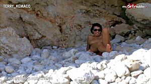 Enjoying outdoor fucking on the beach with amateurs and cumshots