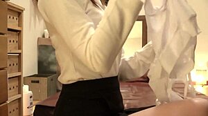 Wow, This Asian Babe's Slippery Stroking Makes Him Cum Hard!