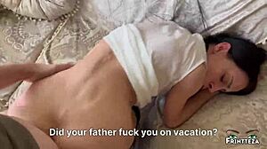 Stepmother visits her stepson for some dirty talk and fucking session